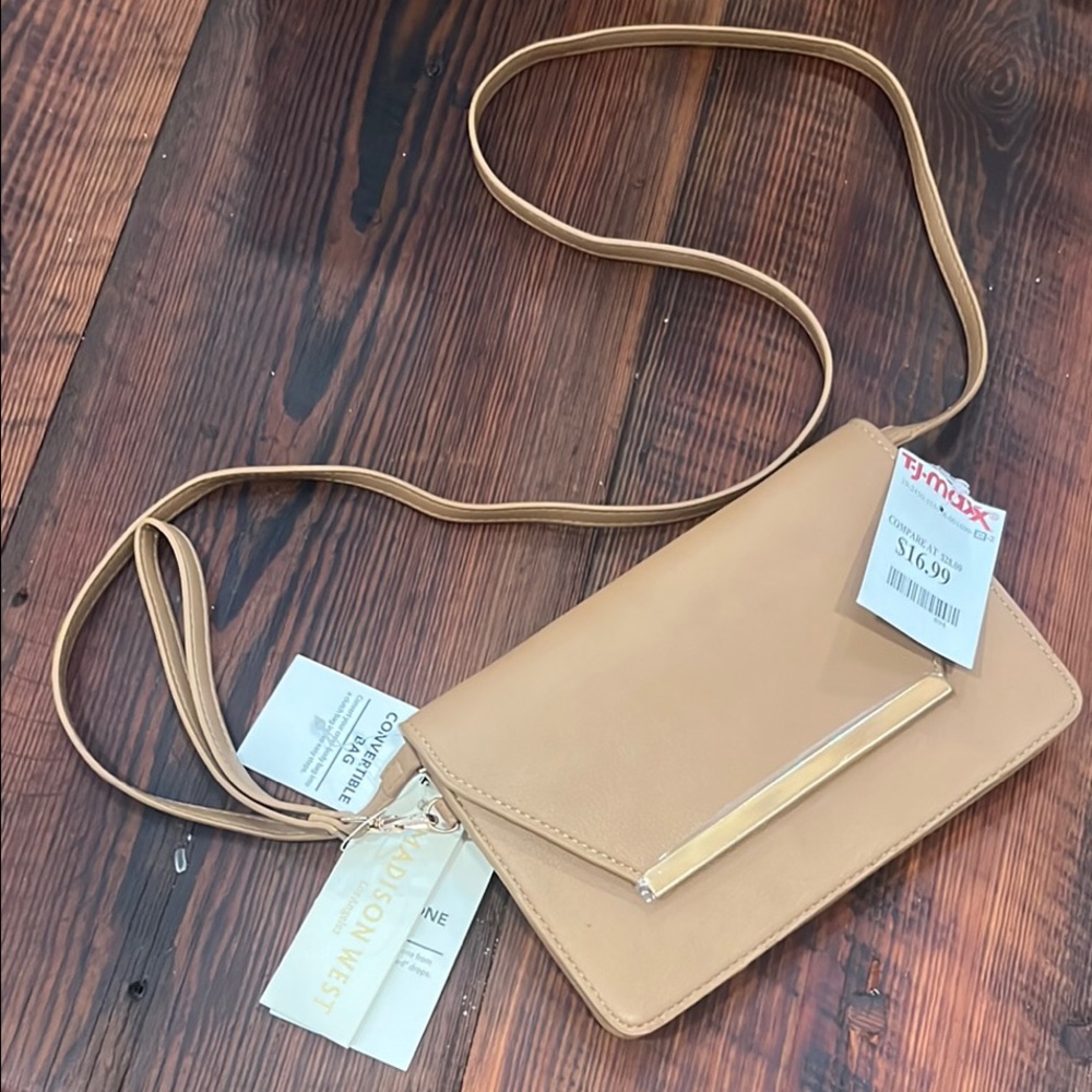 Madison West Convertible Beige Crossbody Bag